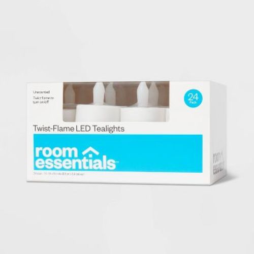 24ct Twist-flame Led Tealight Candles (white) - Room Essentials™: Plastic, Battery-operated, Decorative Tea Lights