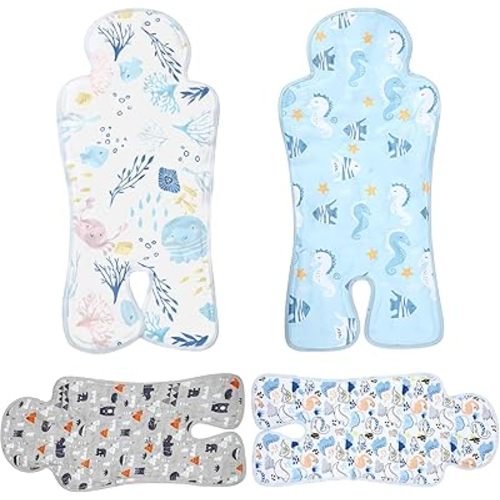 Pinkunn 4 Pcs Gel Car Seat Cooler Pad for Baby, Ice Stroller Cooler Mat Stroller Cooling Pad Baby Car Seat Cooling Pad Car Seat Ice Cooling Pad for Stroller, Baby Dining Chair, Child Safety Seat
