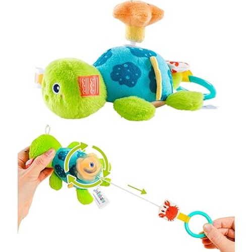Jollybaby Baby Rattles & Soft Plush Hanging Toy for Stroller Crib car seat and Play Gym, Sensory Developmental Toys for Newborn, Baby Shower Easter Gifts - Turtle