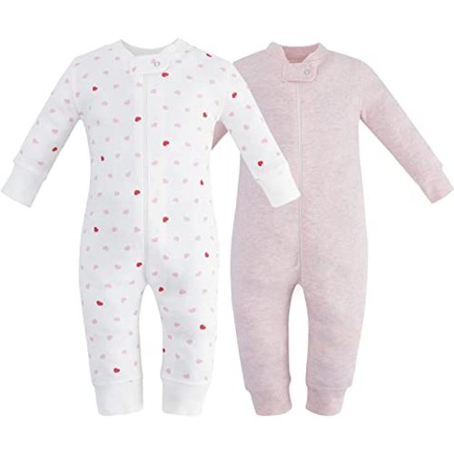 Owlivia Organic Cotton Baby Boy Girl Zip up Sleep 'N Play Pjs, Footless, Long Sleeve