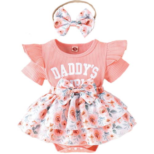 Happy Town Toddler Girls Dress Butterfly Print Ruffle Sleeve Romper Baby Girl Dresses
