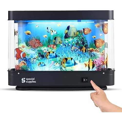 Special Supplies Vintage Aquarium Sensory Fish Lamp Moving Picture LED Light for Kids Artificial Fish Tank Effect Calming Night Light Relaxing Mood Lamp Bedroom Nursery Decor
