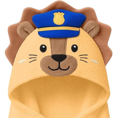 KeaBabies Organic Baby Towel with Hood for Girls, Boys - Soft, Absorbent, 100% Cotton Hooded Baby Towels for Newborns, Infants, Large Hooded Bath Towels for Babies, Kids, Toddler 1-3 (Leo)