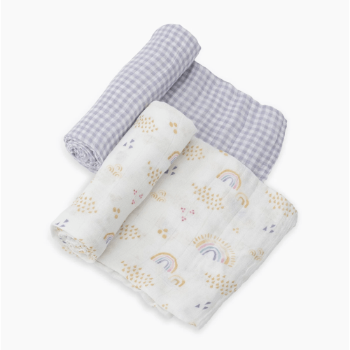 Lively Kids - Little Unicorn Deluxe Muslin Swaddle 2-Pack- Rainbow Gingham