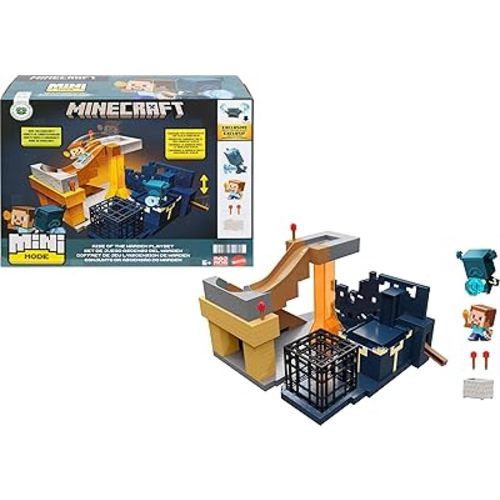 Mattel Minecraft Mini Mode Playset, Rise of the Warden Set with 2 Minis including Steve & Warden Figures & DLC Code