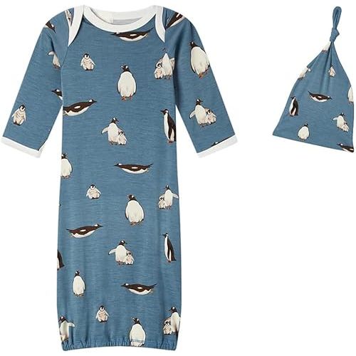 Milkbarn Newborn Gown and Hat Set - 0-3 Months Baby Nightgown - Soft & Gentle - Stylish Announcement Outfit for Boys & Girls