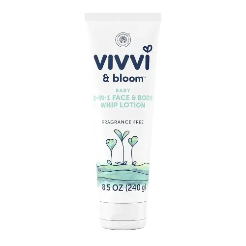 VIVVI & BLOOM 2-in-1 Baby Lotion, Face and Body, for Delicate & Sensitive Baby Skin, Hypoallergenic Lotion, Fragrance Free, 8.5 oz (Pack of 1)