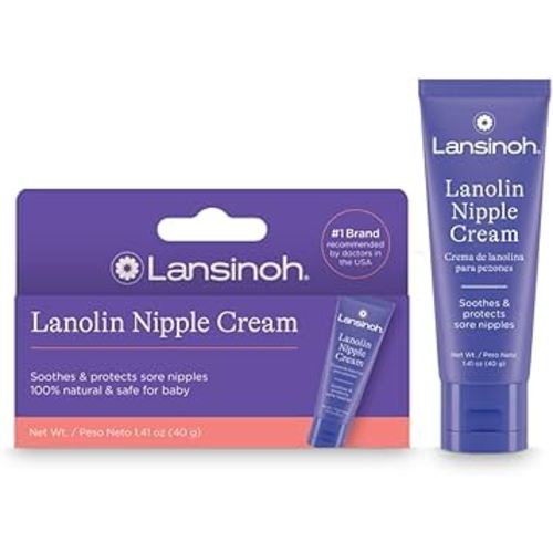 Lansinoh Lanolin Nipple Cream Safe for Breastfeeding Baby, 100% Natural Nipple Butter for Mom, Breastfeeding Essentials, 1.41 Ounces