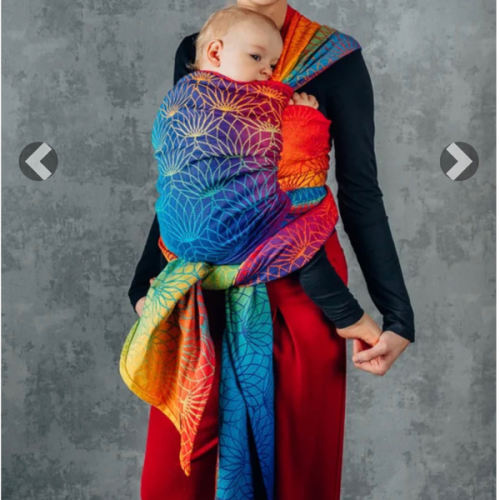 Baby Wrap, Jacquard Weave (100% cotton) - RAINBOW LOTUS - size XL