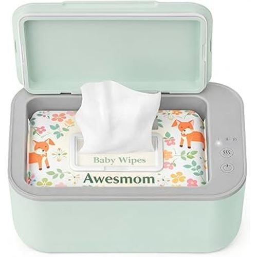 Baby Wipe Warmer, 3-Level Temperature Control, Quiet and Even Heating, Large Capacity for Diaper Changes – Green