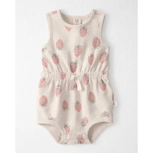 Baby Girl Organic Cotton Romper in Strawberry Print - 18mo