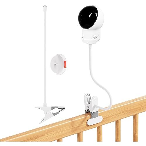 Flexible Clip Clamp Mount for Eufy Spaceview, Spaceview Pro and Spaceview S Video Baby Monitor Camera, 17" Adjustable Gooseneck Arm, No Drill Baby Monitor Holder for Crib, Dresser