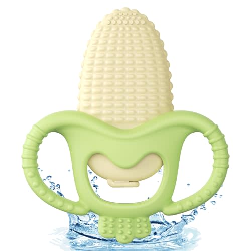 akolik Baby Teething Toys, Baby Frozen Teething Relief, BPA Free Infant Chew Toys Newborn Accessories, Cold Freezer Teethers for Babies 0-3-6-9-12 Months Old Boys Girls(Corn A)