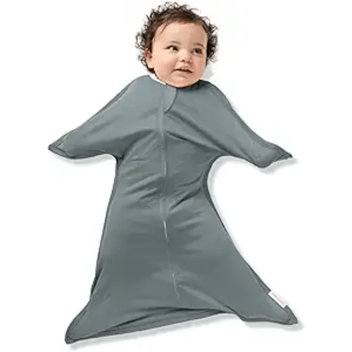 SleepingBaby Zipadee-Zip Transition Swaddle - Cozy Baby Swaddle Blanket with Zipper Convenience - Roomy Wearable Blanket for Easy Diaper Changes - Classic Grey, X-Small (3-6 Month)