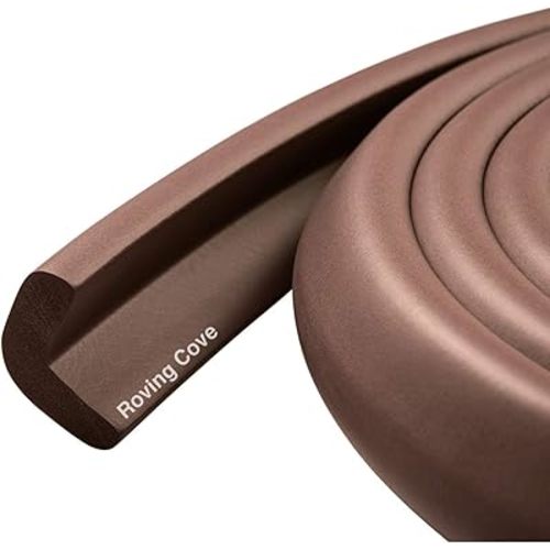 Roving Cove HeftyFit Edge Protector for Baby Proofing (6ft Large Edge Only), Heavy-Duty Soft Rubber Foam Furniture Edge Bumper Guards, Desk Edge Cushion, Wall Corner Covers, 3M Adhesive, Coffee Brown