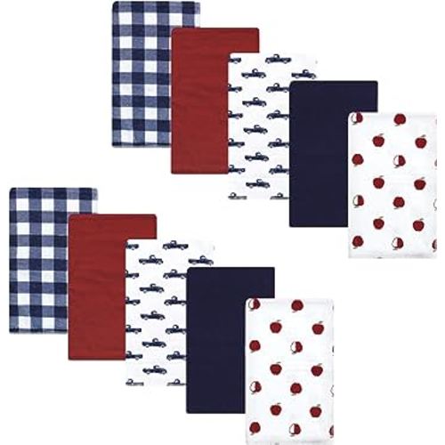Hudson Baby Unisex Baby Cotton Flannel Burp Cloths, Apple Orchard, One Size