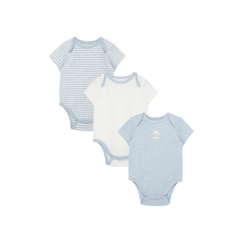Kids' Blue Bear Assorted 3-Pack Cotton Bodysuits, Newborn