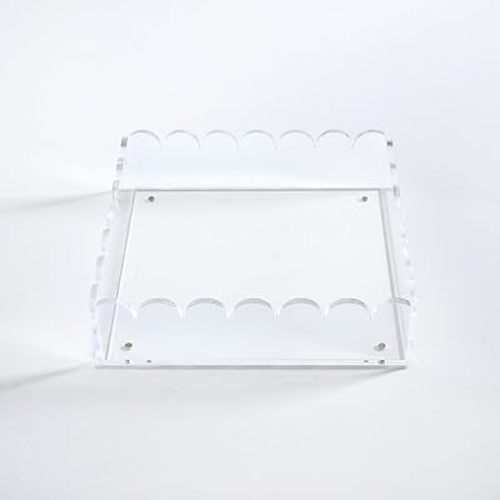 Acrylic Trays for Display,Scalloped Magnetic Tray with Changeable Photo Inserts,Scalloped Acrylic Picture Frame, 8x8in (8"x 8")