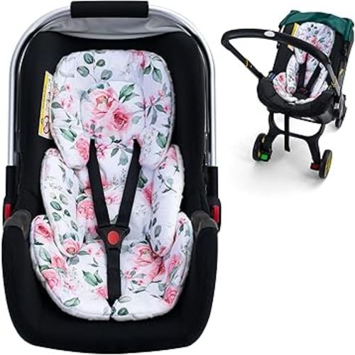 Infant Car Seat Insert for Girls Boys, Ultra Soft Carseat Head Support for Infant, Breathable Baby Car Seat Cushion with Double Side Design, Baby Car Seat Head Support for Stroller, Swing, Bouncer