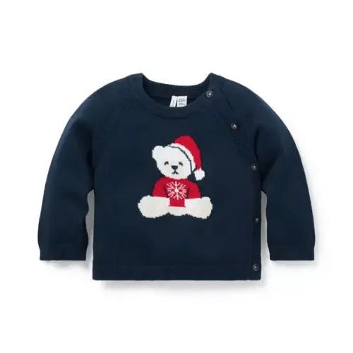 Dark Marine Baby Santa Bear Sweater by Janie and Jack