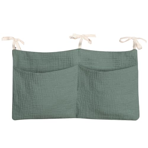 Dormitory Bed-Bunk Organizing Bag Nappy-bags Organizer Bedside Hanging Bags Milk Bottle Bib-Storage Bag Crib Organizer Bag Baby Nappy-Bag cotton (Light green)