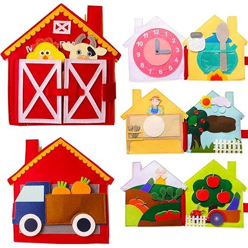 My Farm Day Felt Activity Book - Toddler Busy Book, Quiet Book for Kids Ages 3-5, Montessori Travel Toys, Soft Fabric Cloth Book for 1-3 Year Olds (My Farm Day)