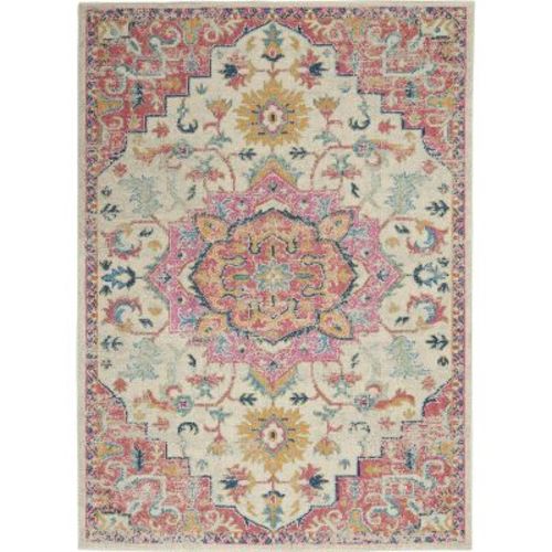 Nourison Passion Boho Medallion Indoor Area Rug Ivory/Pink 5'3" x 7'3"