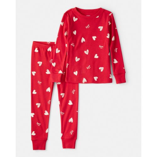 Toddler Valentine's Day Heart 100% Cotton Snug Fit 2-Piece Pajamas - Red | Carter's
