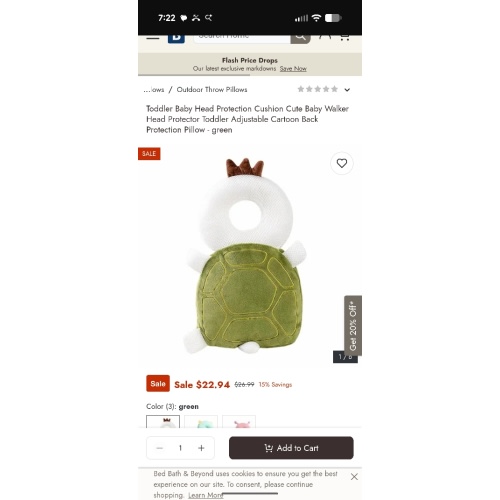 Toddler Baby Head Protection Cushion Cute Baby Walker Head Protector Toddler Adjustable Cartoon Back Protection Pillow