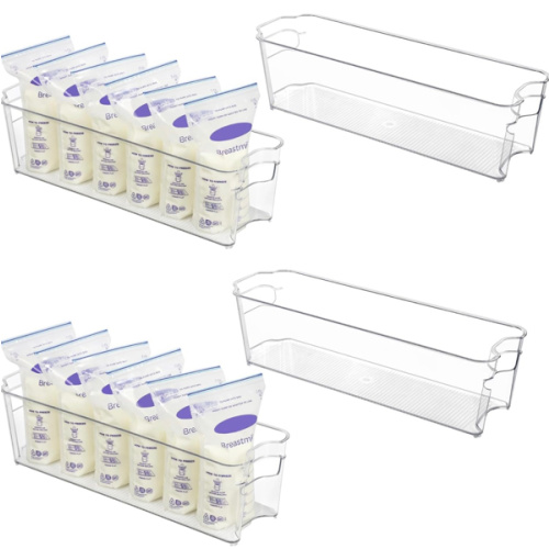 Amazon.com: Vtopmart 4Pcs Clear Breastmilk Storage Bags Container in Freezer Fridge | BPA-free Plastic Storage Bins, For Breast Milk Baby Pouches Formula Bottles and Yogurts, In Freezer Fridge and Pantry