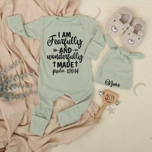 Christian Baby Bodysuit - I Am Fearfully and Wonderfully Made Jesus Romper-Newborn Set- Newborn Clothes-Baby Shower Gift- coming home gift