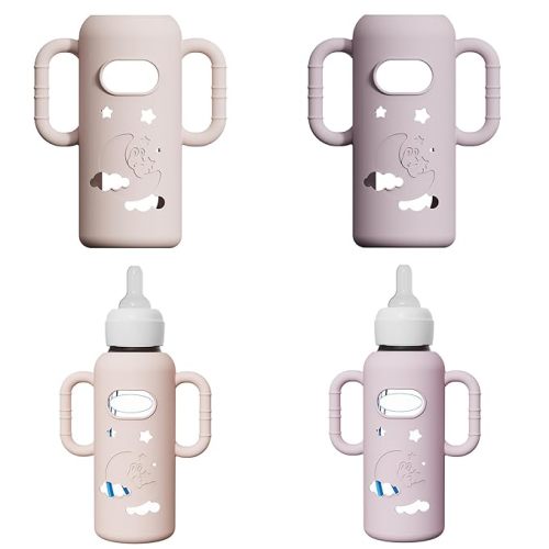 Paquete de 2 fundas de silicona para botellas de vidrio del Dr. Brown, fundas de protección contra caídas con asas, protector de biberón antiroturas compatible con botellas de vidrio para recién nacidos de Dr. Brown, 8 onzas
