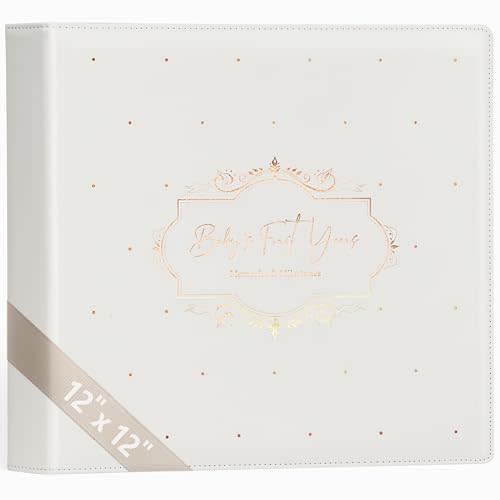 Keepsake Baby Memory Book Girl Boy – Timeless Leather-Bound Baby Milestone Book – Baby Book Keepsake Record First 5 Years – Gender Neutral Baby Scrapbook Album Baby Album Journal Registry Search Gift