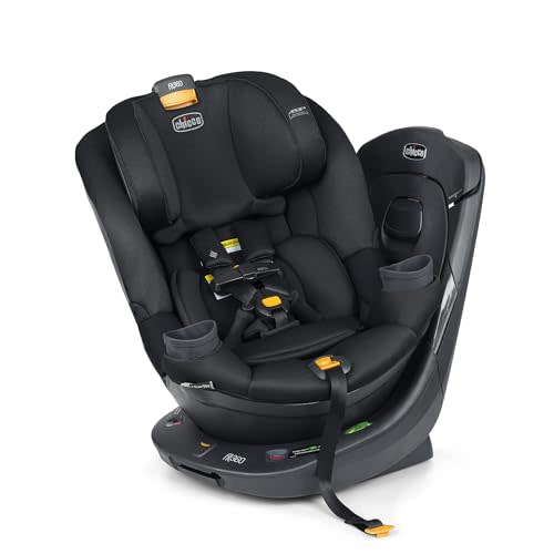 Chicco Fit360 ClearTex Rotating Convertible Car Seat with 360 Degree Rotation for Rear-Facing and Forward-Facing, LeverLock Self-Tensioning Lock System, Obsidian/Black