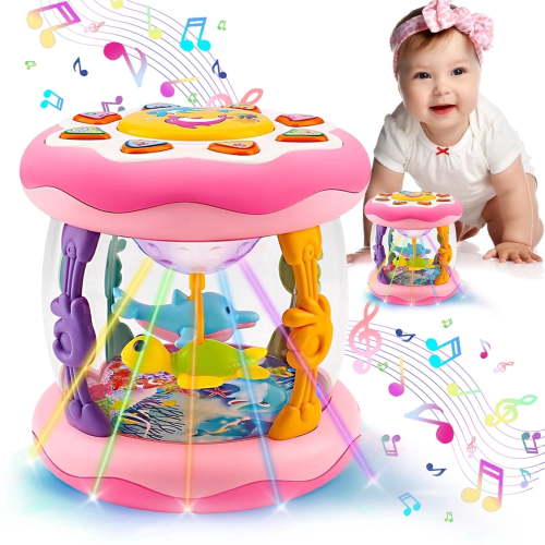 Toys for 1 Year Old Girls - Ocean Rotating Light Up Toy - Crawling Learning Toy for 2 Year Old Toddlers