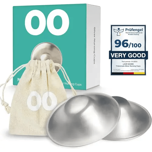 The Original Silver Nursing Cups by LoveNoobs, Nipple Shields for Breastfeeding Newborn, 999 Grade Silver Nipple Covers Breastfeeding, Regular Size