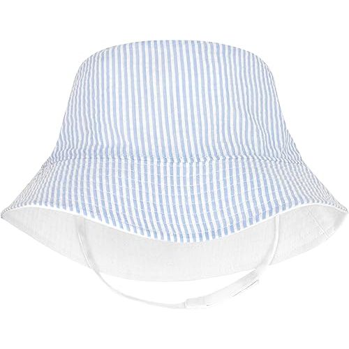 Wee Ones Boys' Reversible Seersucker Sun Hat, Stylish and Breathable, Summer and Spring Ready