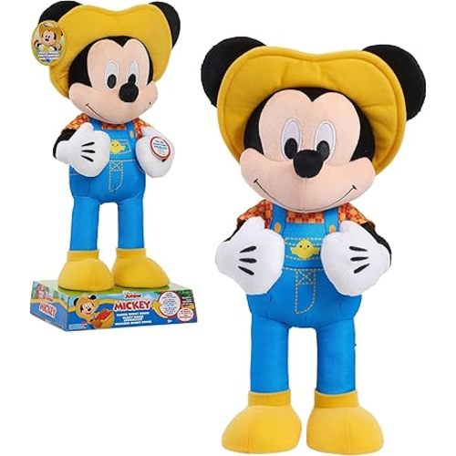 Disney Junior Farmer Mickey Mouse Feature Plush, Lights, Phrases, and Movement, Officially Licensed Kids Toys for Ages 3 Up, Amazon Exclusive