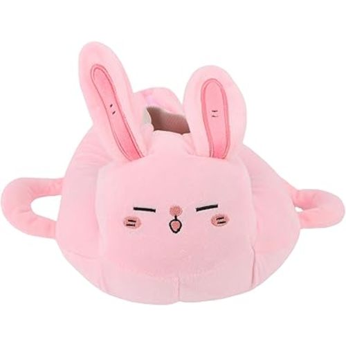 Plush Baby Bottle Holder Pillow, Hands Free Feeding Nursing Assistant, Ergonomic Bottle Support Cushion, Soft Animal Cover Protector, Machine Washable for Newborns (Rabbit)