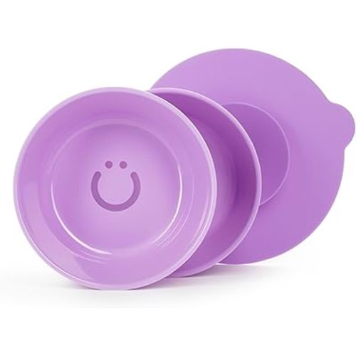 Ubbi Silicone Suction Bowls for Babies & Toddlers, 2-Pack – 2 Bowls + Interchangeable Stay-Put Base, High-Wall Self-Feeding for Baby-Led Weaning, BPA-Free Dishwasher Safe, Smoothie Purple