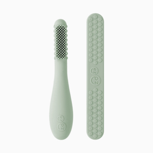 ezpz Baby-Led Toothbrush + Sensory Tongue Depressor Dual Pack - Sage