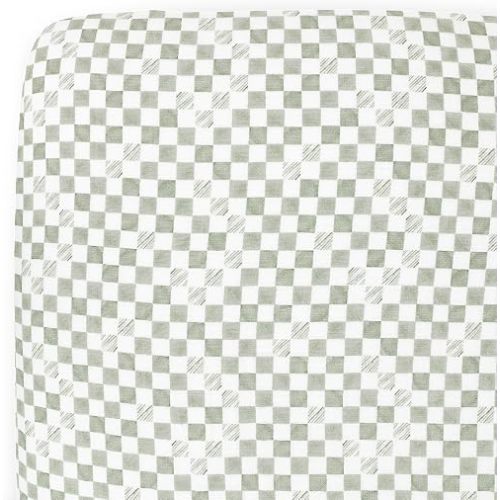 Little Unicorn Organic Muslin Crib Sheet | Soft & Breathable Fitted Sheet for Crib Mattress | 100% Cotton 52"x28" | (Green Checker)