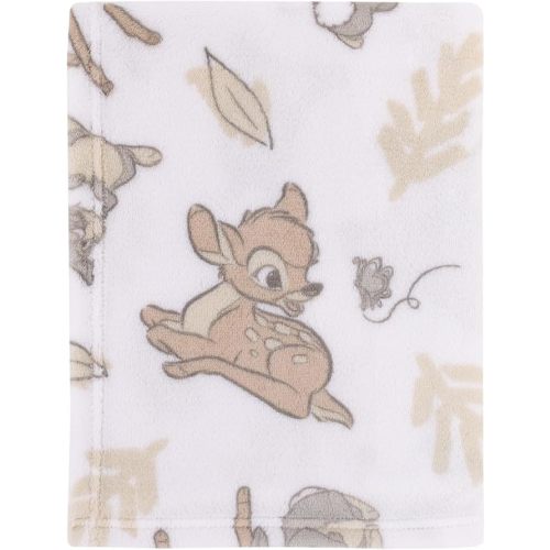 Disney B is for Bambi Tan, Gray, and White Super Soft Plush Baby Blanket