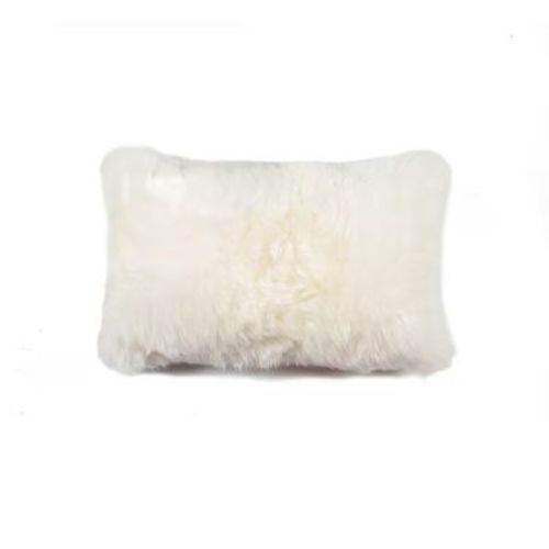 HomeRoots 12" X 20" Natural Sheepskin Throw Pillow