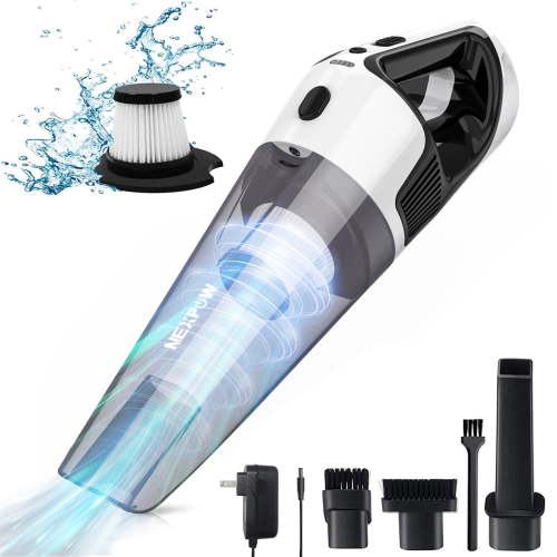 Nexpow Handheld Vacuum Cordless, 10000Pa Suction, Wet Dry Car Cleaner, LED Light, 6600mAh Battery