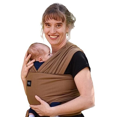 Baby Wrap Carrier Soft, Stretchy, Cotton Baby Wrap, Baby Sling, Nursing Cover Up for use with Newborn-Toddler: Evenly distributes Weight for More Comfortable Carrying (Brown)