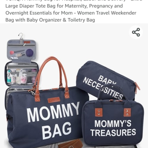 VONQA Mommy Bag for Hospital, Labor and Delivery - Extra Large Diaper Tote Bag for Maternity, Pregnancy and Overnight Essentials for Mom - Women Travel Weekender Bag with Baby Organizer & Toiletry Bag