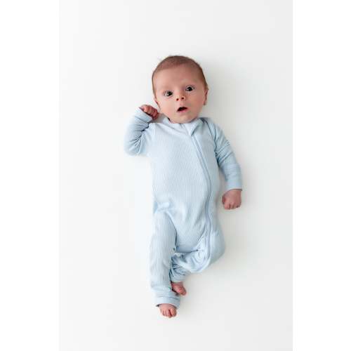 Ribbed Zipper Romper in Breeze