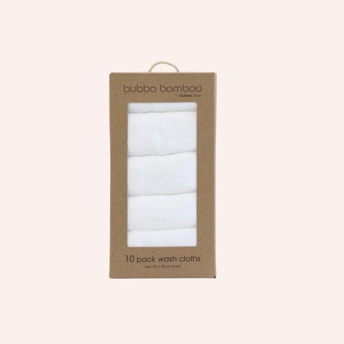 Bubba Bamboo Wash Cloth 10 Pack - White