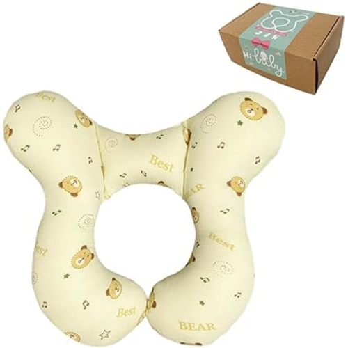 Baby Head Rest Pillow for Stroller Cartoon Neck Chin Support Pillows for Infants Toddler Neck Protection Cushion for Travelling, Music Bear